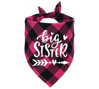 STMK Bandana à carreaux pour chien Big Sister - Annonce de grossesse - Accessoire de photo pour révéler le sexe de votre chien - Rose