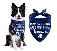STMK Bandana pour chien « My Parents are Getting Me A Human » - Annonce de grossesse - Annonce de bébé - Pour chien et chiot - Bleu