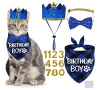 STMK Fournitures de fête d'anniversaire pour chat, chapeau d'anniversaire avec chiffres, bandana pour décoration d'anniversaire de chat