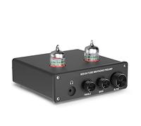 STMKB Préampli Phono, Préamplificateur Phonographe À Platine Vinyle avec Amplificateur À Tube À Vide 5654 W HiFi Box X4, Contrôle du Volume Et Contrôle des Graves/aigus