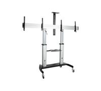 StarTech.com Dual TV Cart for 37-60in VESA TVs up to 110lb (50kg) each, Height Adjustable TV Mount, Mobile Display Cart w/ Webcam & Equipment Shelves, Lockable Casters, TV Cart on Wheels - Rolling TV Stand (STNDMTVDUO) chariot - pour 2 moniteurs / moniteu