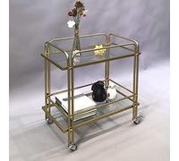STO Chariot de service à 2 étages avec plateau en verre trempé et plateau en verre trempé Doré 60 x 35 x 75 cm