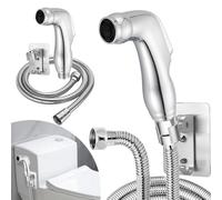 STOAT®douchette wc,Complet avec pommeau de douche, tuyau de douche de 1,5 mètre et support de pommeau de douche. douchette toilette wc,kit douchette wc,flexible wc,kit hygiene wc,argent