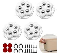 STOAT®mini roulettes pour meubles.4 roulettes à 5 billes chacune, capacité 300KG, avec adhésif et vis. Roue mobile universelle 360, roulette de meuble pour charges lourdes (Blanc : 4 Pièces)