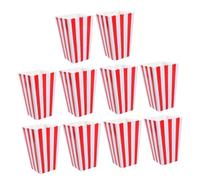 STOBAZA 10 pièces Boîtes Popcorn Papier à Rayures Rouges Lot de Conteneurs Popcorn pour Cinéma et Événements Boîtes Pop Corn Jetables pour Bonbons et Snacks