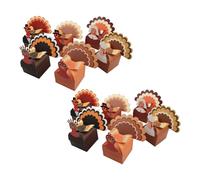STOBAZA 12 pièces Boîtes à Friandises Papier Motif Dindon Colorées pour Thanksgiving Boîtes Cadeaux Stables à Fond Plat pour Bonbons et Pâtisseries Emballages Festifs Automne
