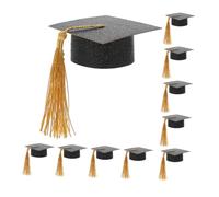 STOBAZA 12 Pièces Chapeaux de Diplômé Décoratifs pour Bouteilles de Vin Couvre Bouchons Noirs avec Pompons Fournitures de Fête pour Cérémonie de Remise des Diplômes Décoration de Table