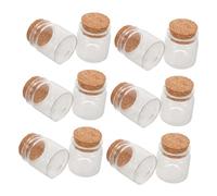 STOBAZA 12 Pièces Lot Mini Bouteilles Verre Transparent avec Bouchons Liège Fioles Réutilisables et Étanches pour Rangement Décorations Bricolage et Pots à Souhaits