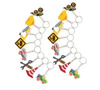 STOBAZA 16 Pièces Mini Construction Vehicles Keychain Set For Excavator Bulldozer Cement Truck Tractor Pendant Party Favors Educational And Fun Birthday Supplies
