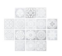 STOBAZA 16 Pièces Pochoir Mandala Réutilisable en Pet pour Garçon et | Lavable, Blanc, pour Projets Créatifs et Carnet, Motif Fleur Mandala, Usage Diy, Format Unique