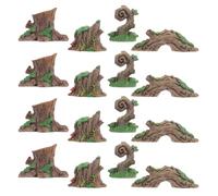 STOBAZA 16 Pièces Souche d'arbre Miniature Décorative en Résine | Aspect Réaliste, Cachette Discrète, Faible Entretien, pour Poissons et Reptiles, Décor de Scène
