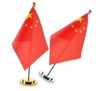 STOBAZA 2 ensembles Drapeaux de Table Chine Polyester Stable avec Base Ronde Métallique Décoration de Bureau et Maison pour Mariage et Nouvel An Chinois