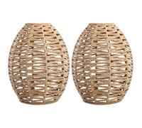STOBAZA 2 Pièces Abat-jour Tissé Cage De Lampe De Garde d Ampoule Pour Suspension Luminaire Abat- Jour En Rotin Support De Lampe Suspension En Rotin Lampadaire Plafonnier Manuel Le Fer