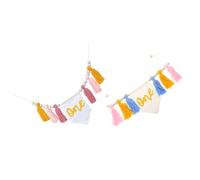 STOBAZA 2 Pièces Bannière Chaise Haute Premier Anniversaire Décor Tassel Élégant Rose Bleu pour Fête Photo Murale