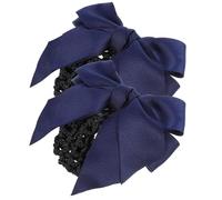 STOBAZA 2 pièces Barrette Filet Cheveux Femme avec Nœud Professionnel pour Serveuses Infirmières et Personnel Hôtelier Tenue Ferme pour Cheveux Fins et Épais Lot de Bleu