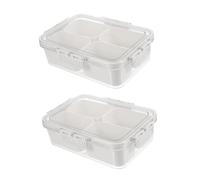 STOBAZA 2 Pièces Boîte de rangement d'emballage d'épices Plateau de collation portable Plateau de service portable manipuler PP White