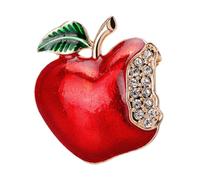 STOBAZA 2 Pièces Broche de Noël Pomme en Alliage avec Cristaux Rouges, | Décoration de Fête, Éclat Solide, Facile à Assortir, Accessoire Féminin pour Tenue de Noël