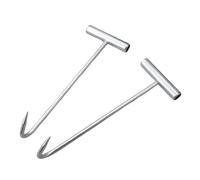 STOBAZA 2 Pièces Crochet T Acier Inoxydable Outil de Levage Robuste pour Couvercles de Regard Résistant Corrosion pour Sécurité et Facilité Usage Travaux Égout
