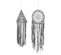 STOBAZA 2 Pièces Décorations de DreamCatcher attrape en macramé décor de dortoir attrape- boho Catcher de moderne décor de salon fil de coton Noir