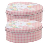 STOBAZA 2 Pièces Lot de 2 Boîtes à Bonbons de Pâques Plates en Tôle, Motif Lapin Décoratif, Boîtes à Biscuits Portables, Étuis à Goûter Colorés pour Garçon et Filles, Coffrets Présents