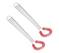 STOBAZA 2 pièces Manuel à Ressort Acier Inoxydable Batteur à Œufs à Tête Silicone Rayure Poignée Ergonomique Rouge Mélangeur à Main pour Sauces et Crèmes Outil de Cuisine Non Électrique