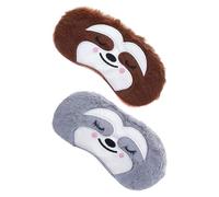 STOBAZA 2 Pièces Masque de Sommeil en Peluche Douce Marron pour Garçon et Filles Bloqueur de Lumière, Design Respirant Léger, pour L'école Voyages