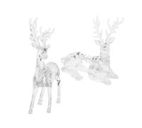 STOBAZA 2 Pièces Ornements de Noël Acrylique Transparent Figurines de Cerfs Debout et Couchés Décorations de Rennes pour Table et Intérieur Statues Décoratives Robustes et Élégantes