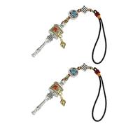 STOBAZA 2 pièces Pendentif Roue à Prières Tibétain Amulette Bouddhiste Protection Puissante Breloque Suspendue pour Voiture et Maison Symbole Vajra Ethnique pour Spiritualité