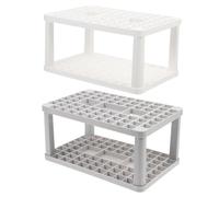 STOBAZA 2 pièces Support de Pinceaux Carré Organiseur Multifonctionnel Maquillage et Papeterie Rangement Bureau et Salle de Bains Blanc et Gris
