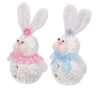 STOBAZA 2 Pièces Veilleuse Lapin Décorative pour Chambre Garçon Fille Statuette de Table Stable Lampe de Nuit Colorée Rose et Bleue pour Bureau et Salon Décoration Pâques Créative