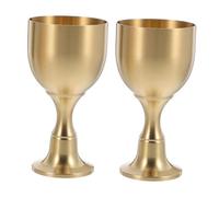 STOBAZA 2 Pièces Vintage Brass Goblet Glasses Mini Chalice For Party Communion Wine Tasting Home Bar Decor