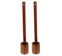 STOBAZA 2 Pièces Wooden Wine Ladle Flat Bottom Vintage Oil Measuring Scoop Long Handle Beer Pouring Spoon For Kitchen Bar