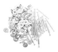 STOBAZA 20 Ensembles Connecteur de Meuble Double Tête 48/84 | Kit de Connexion pour Panneaux, Fixation à Came, Montage Simple, pour Armoires et Meubles, Argenté