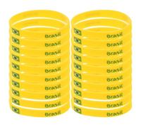 STOBAZA 20 Pièces Bracelet en Silicone Drapeau du Brésil Léger et Extensible pour Adultes, Style International Vibrant, Activités Quotidiennes Football