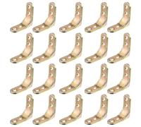 STOBAZA 20 Pièces Équerre de Fixation en L 14, Fer, Angle Droit, Or | Robuste et Stable, Positionnement Multiple, Pose Affleurante, Perçages Fraisés, pour Meubles et Armoires