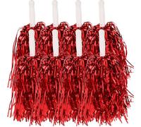 STOBAZA 24 pièces Pompons de Cheerleader Métalliques Rouges Pompons de Danse à Main Réutilisables pour Équipe de Cheerleading Sport Scolaire