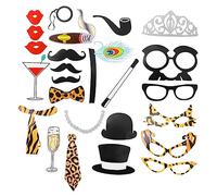 STOBAZA 25 Pièces Accessoires de photomaton Amusants Accessoires de photobooth Amusants Accessoires pour Photos de Mariage kit d'accessoires de Mariage imprimé léopard Suite vêtements