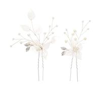 STOBAZA 2pièces Épingles à Cheveux Mariage Forme de U avec Perles et Fleurs Accessoires Coiffure pour Mariée et Demoiselles Honneur Ornements Cheveux Événements Spéciaux