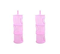 STOBAZA 2pièces Panier De Rangement Suspendu Maille Organisateur à Compartiments Pour Jouets Et Vêtements Pour Chambre Garçon Fille Rose