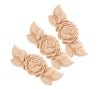 STOBAZA 3 pièces Appliques Bois Sculpté Forme de Rose Décorations Angle Non Peintes pour Meubles Ornements Bois Naturel pour Cadres Armoires et Miroirs Décorations Maison Polyvalentes