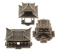STOBAZA 3 Pièces Décoration Miniature en Laiton Or pour Bureau et Micro-Paysage, Lanterne Pagode Japonaise Design Compact et Style Zen Traditionnel