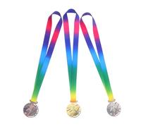STOBAZA 3 Pièces Médailles de Football Métal avec Ruban Médaille Or Argent Bronze pour Récompenses Sportives Adultes et Garçon Fille Accessoires pour Compétitions et Activités