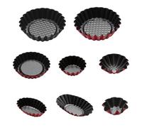 STOBAZA 3 pièces Moules à Tartelettes Acier Antiadhésifs pour Muffins et Cupcakes Bords Cannelés Décoratifs Cuisson Uniforme pour Pâtisseries Maison Noir et Rouge