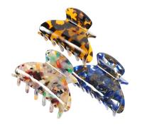 STOBAZA 3 pièces Pinces à Cheveux Filles Petites Griffes Acétate Bleu Fleurs Léopard Accessoires Coiffure Durables pour Cheveux Fins Épais et Bouclés Usage Quotidien et Occasions