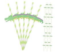 STOBAZA 300 pièces Pailles Papier Biodégradables Colorées Droites Longues pour Fête Motif Animaux Verts Pailles Robustes pour Boissons Jus Smoothies Anniversaire