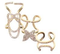 STOBAZA 3pièces Bijoux Bout Des Doigts Lot De Anneaux Ongles Dorés Zirconium Micro-incrusté Amovibles Pour Rendez Galant Et Fêtes