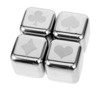 STOBAZA 4 pièces Acier Inoxydable Glaçons Métalliques Réutilisables Refroidisseurs de Boissons Poker pour Bar Maison