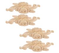 STOBAZA 4 pièces Appliques Bois Sculpté à Motif Rose Décoration Classique pour Meubles de Résistant et Personnalisable pour Coin