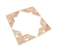 STOBAZA 4 pièces Appliques Bois Sculpté Naturel Décorations Angles pour Meubles Portes et Lits Ornements Élégants pour Salon et Intérieur