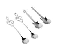 STOBAZA 4 Pièces Cuillère en acier inoxydable musical cuillère de guitare Café en remuant dessert Guitar Music Note Spoon acier inoxydable 304 Argent